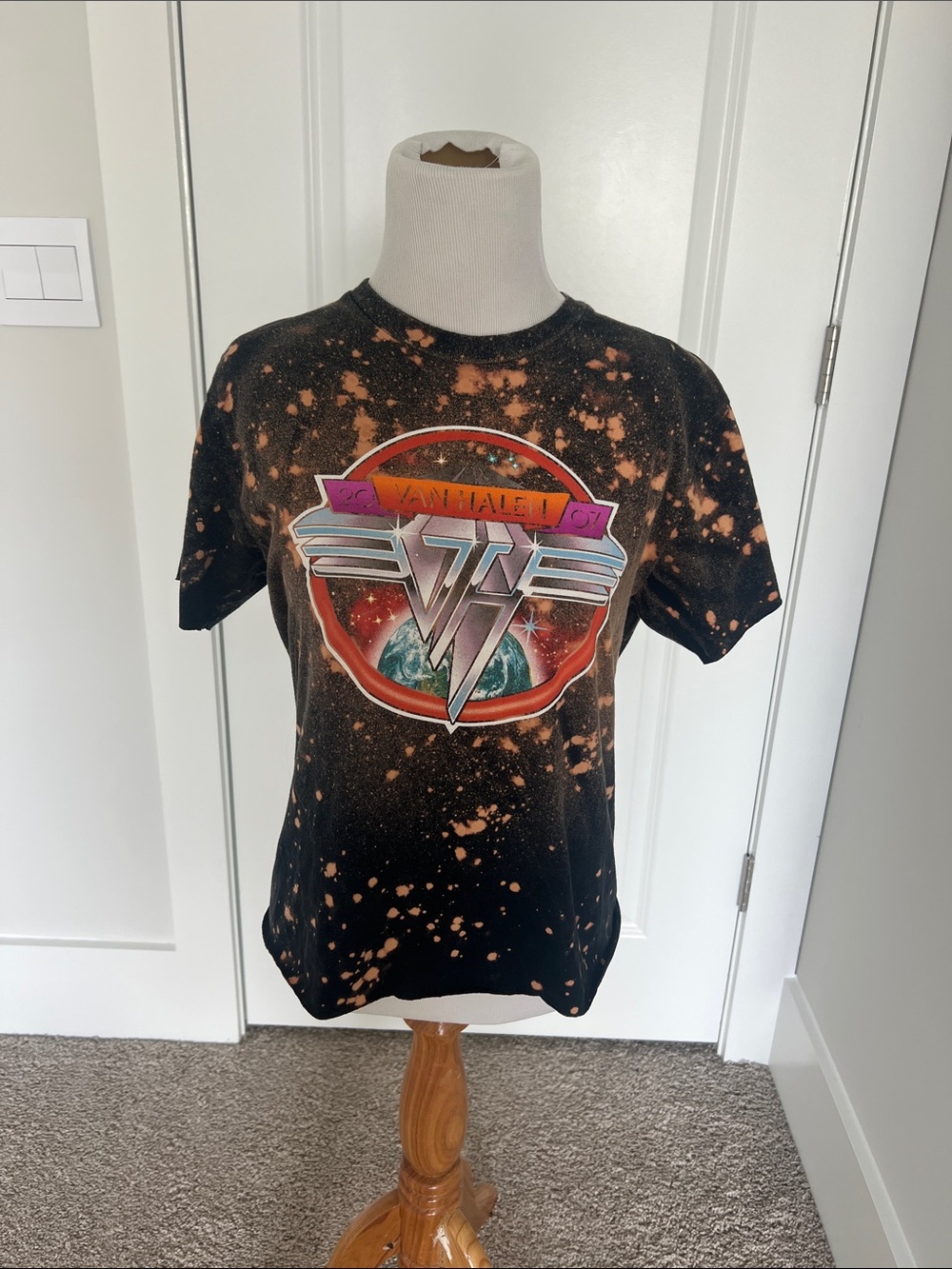 Van Halen 2007 Tour Acid Wash Bleach Splatter Graphic Band Tee